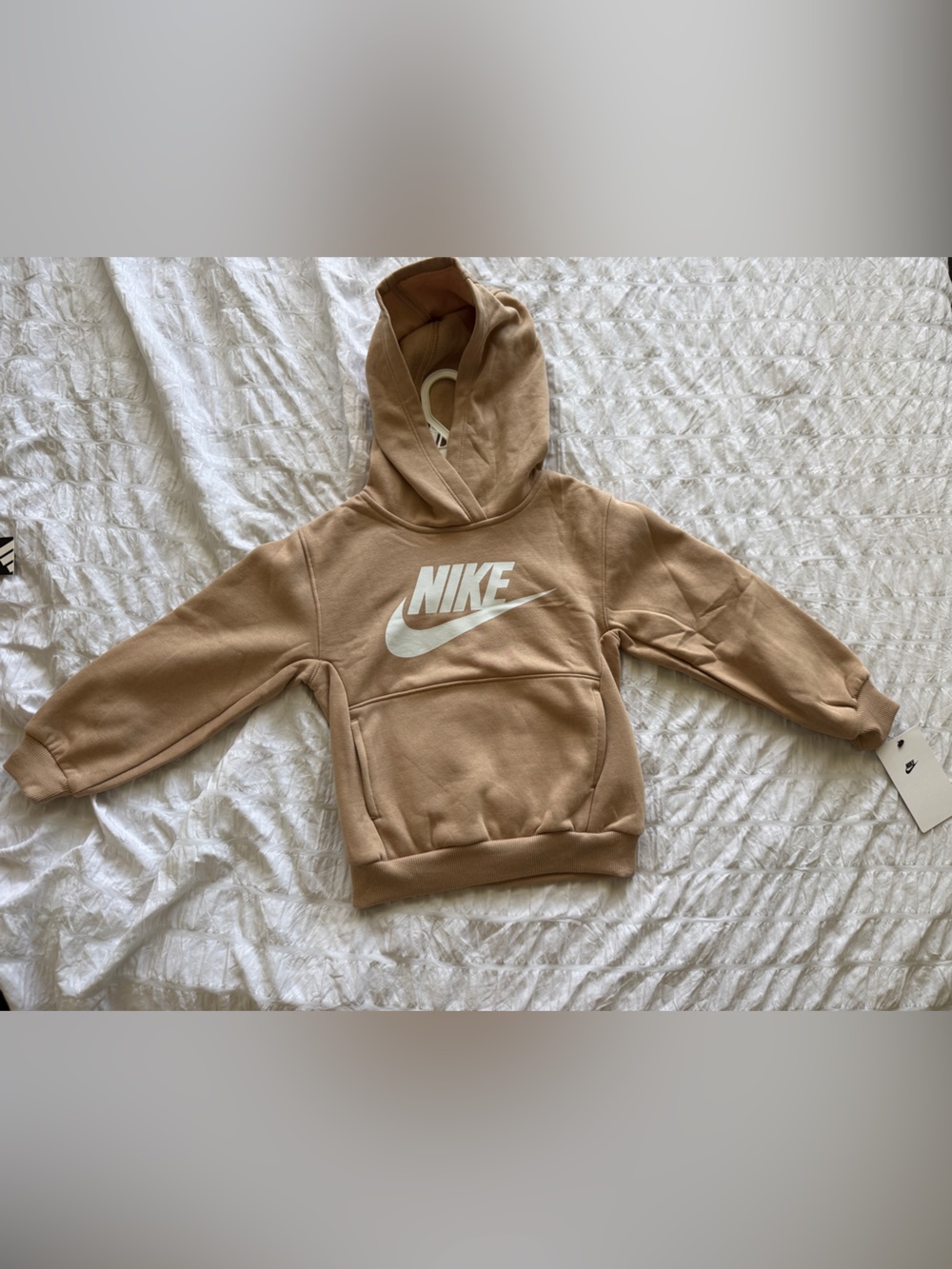 Nike Kids Tan Hoodie with White Logo